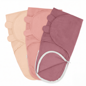 Easy Swaddle Blankets with Zipper in Light Blush, Blush, Mauve | Comfy Cubs