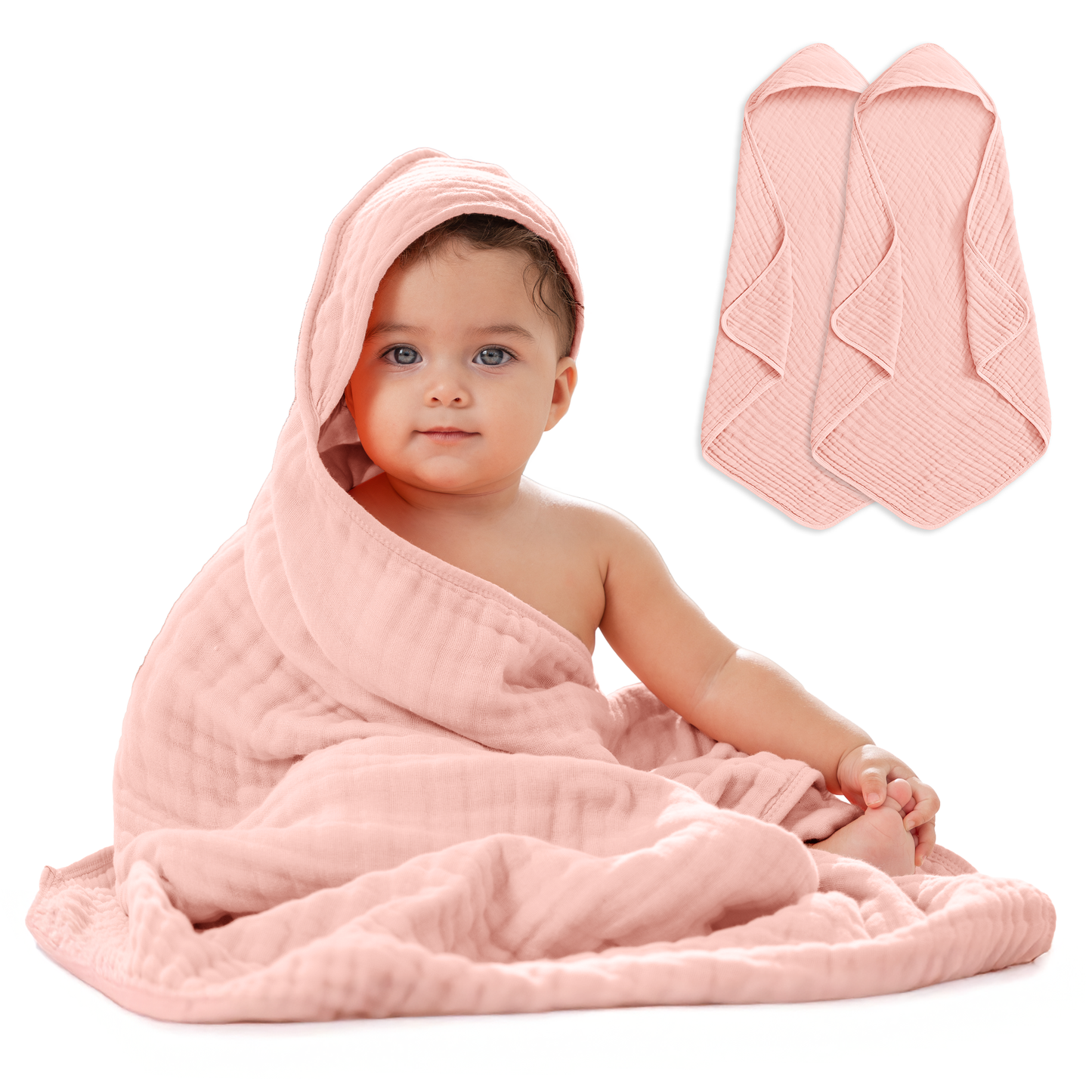 Baby Hooded Towels - Lace Pink