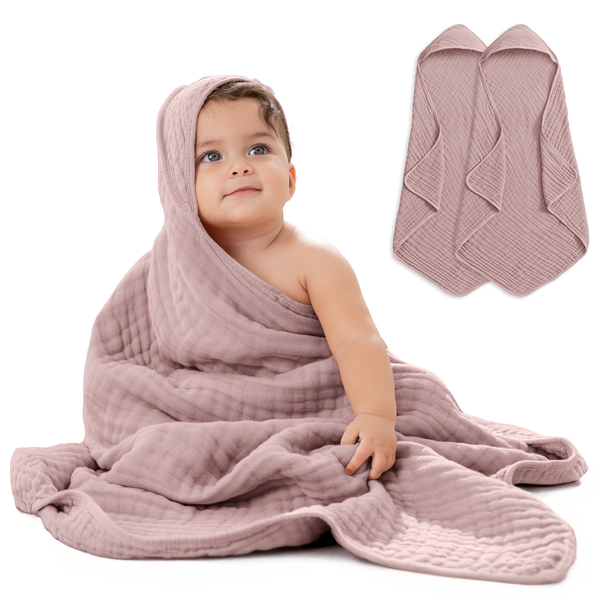 Baby Hooded Towels in Mauve | Comfy Cubs - additional view