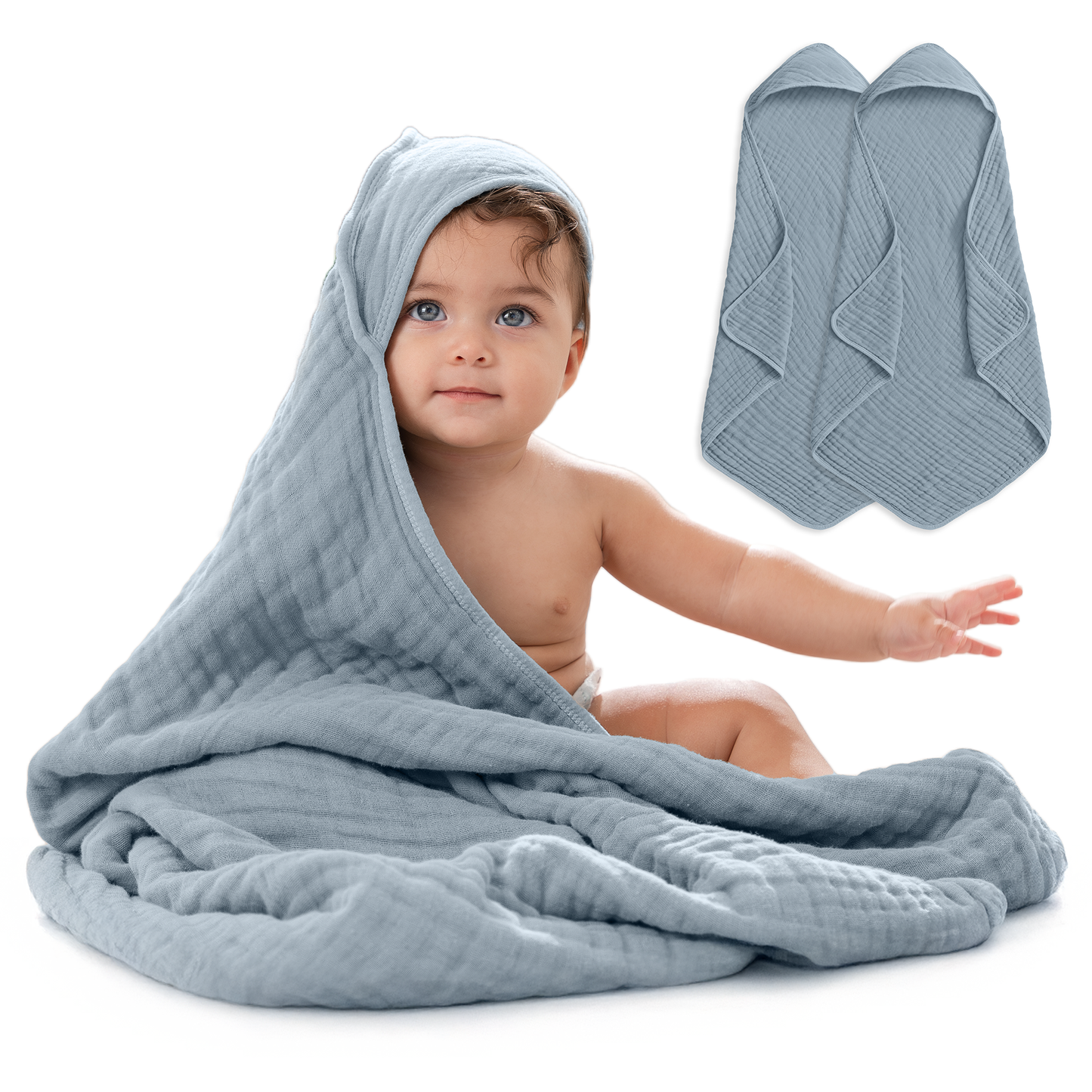 Baby Hooded Towels - Pacific Blue