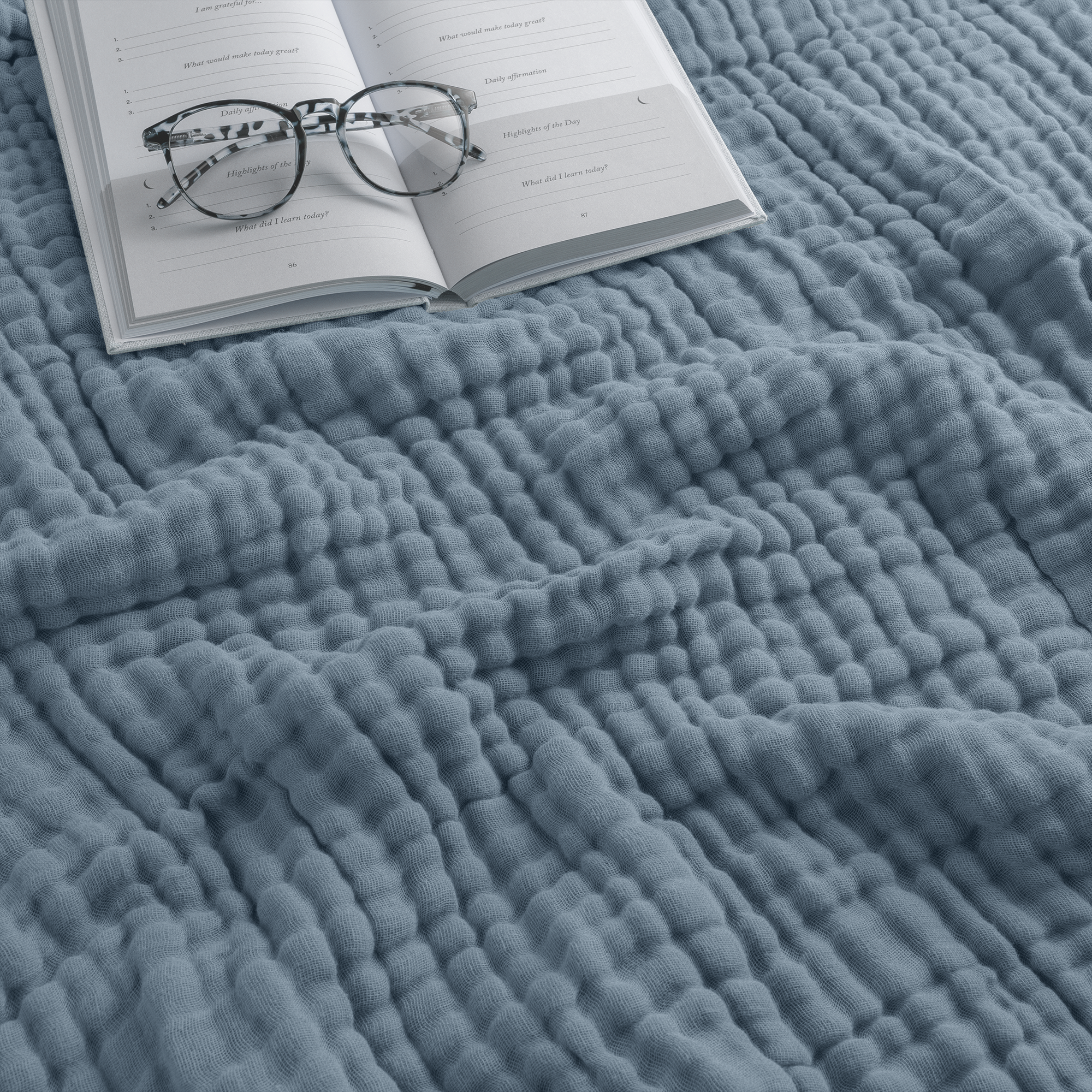 Adult Muslin Blanket in Pacific Blue | Comfy Cubs - additional view