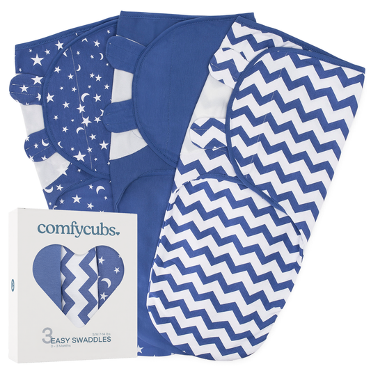 Easy Swaddle Blankets - Dark Blue, Pack of 3