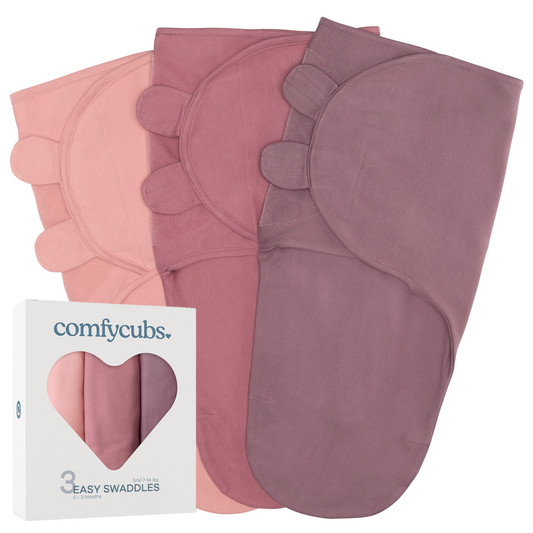 Easy Swaddle Blankets - Blush, Mauve, Mulberry, Pack of 3