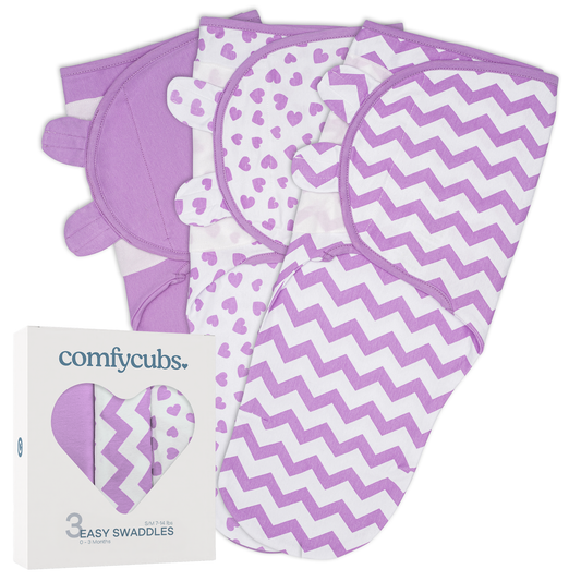 Easy Swaddle Blankets - Purple, Pack of 3