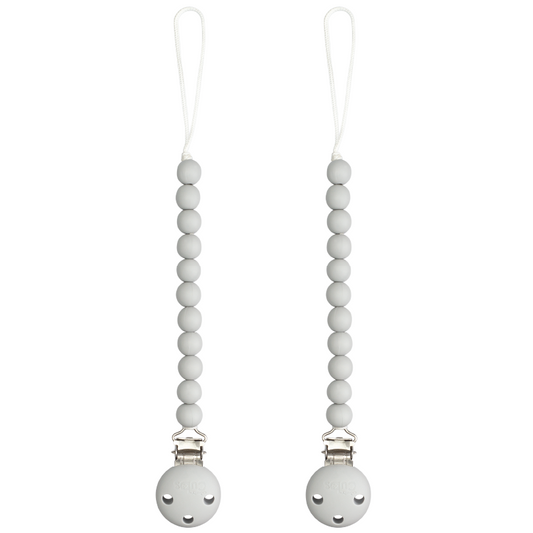 Pacifier Clips, 2 Pack - Grey