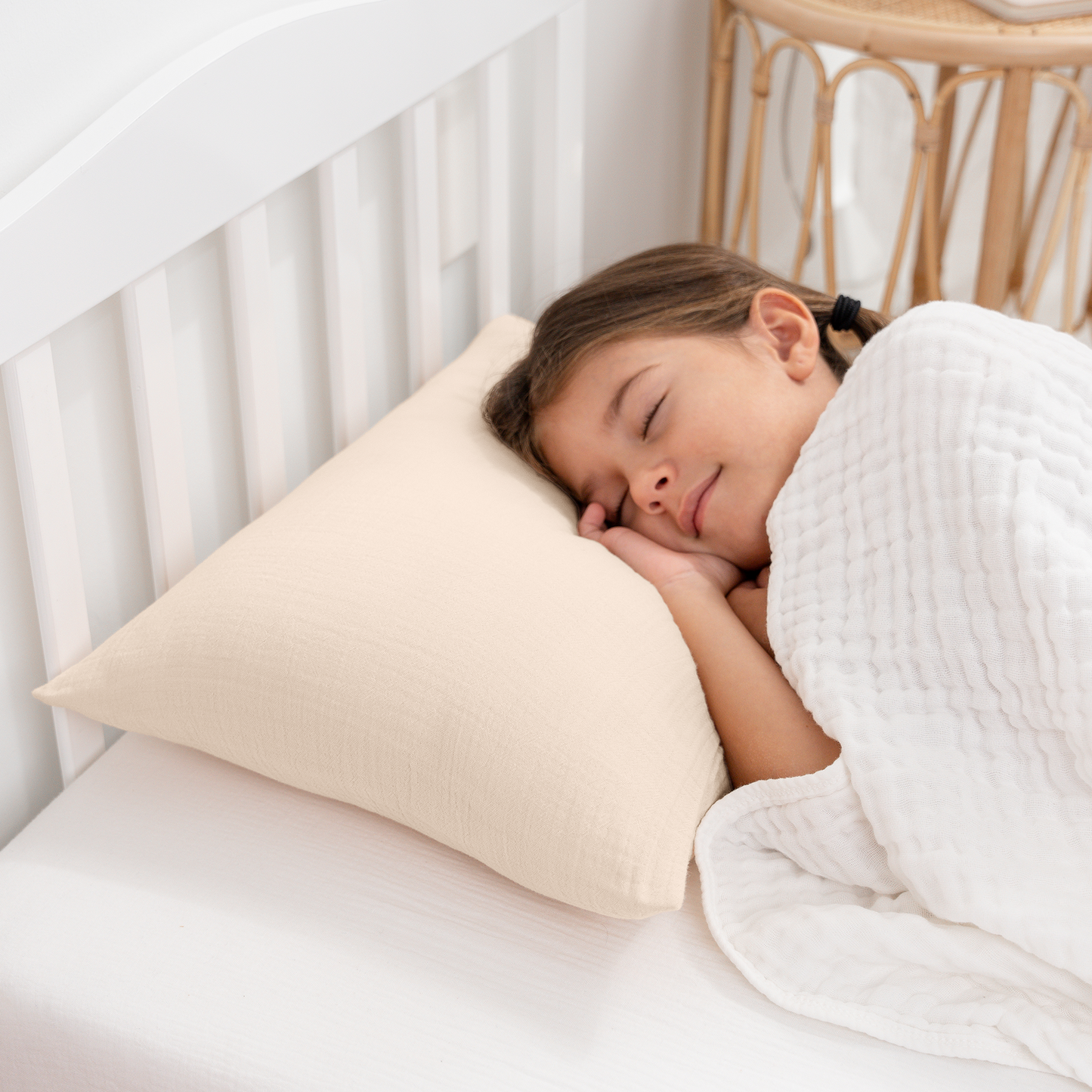 Toddler Pillows with Soft Muslin Pillow Case - Cream