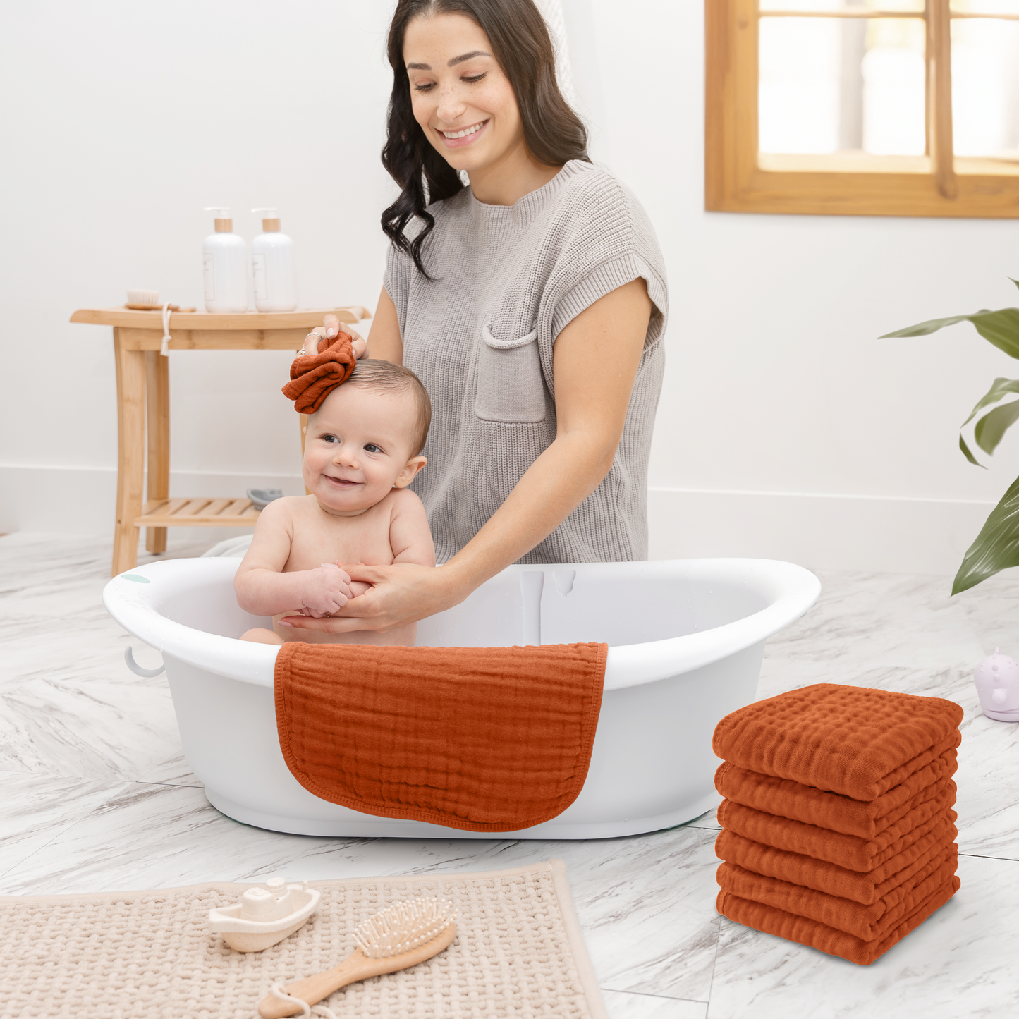 Muslin Washcloths - Garnet