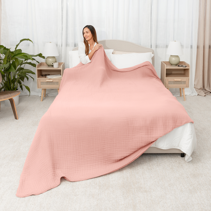 Adult Muslin Blanket in Lace Pink