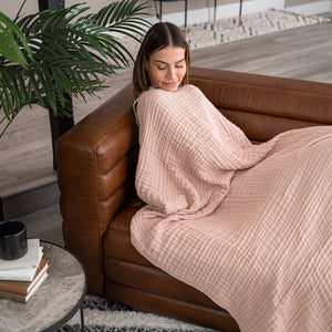 Adult Muslin Blanket in Blush | Comfy Cubs - additional view