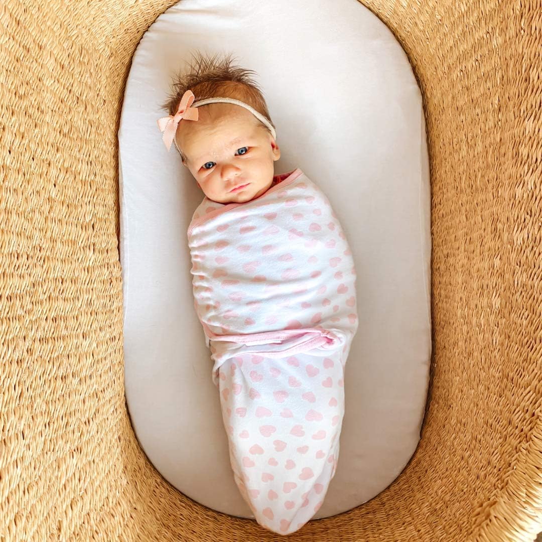 Easy Swaddle Blankets - Pink Heart, Pack of 1