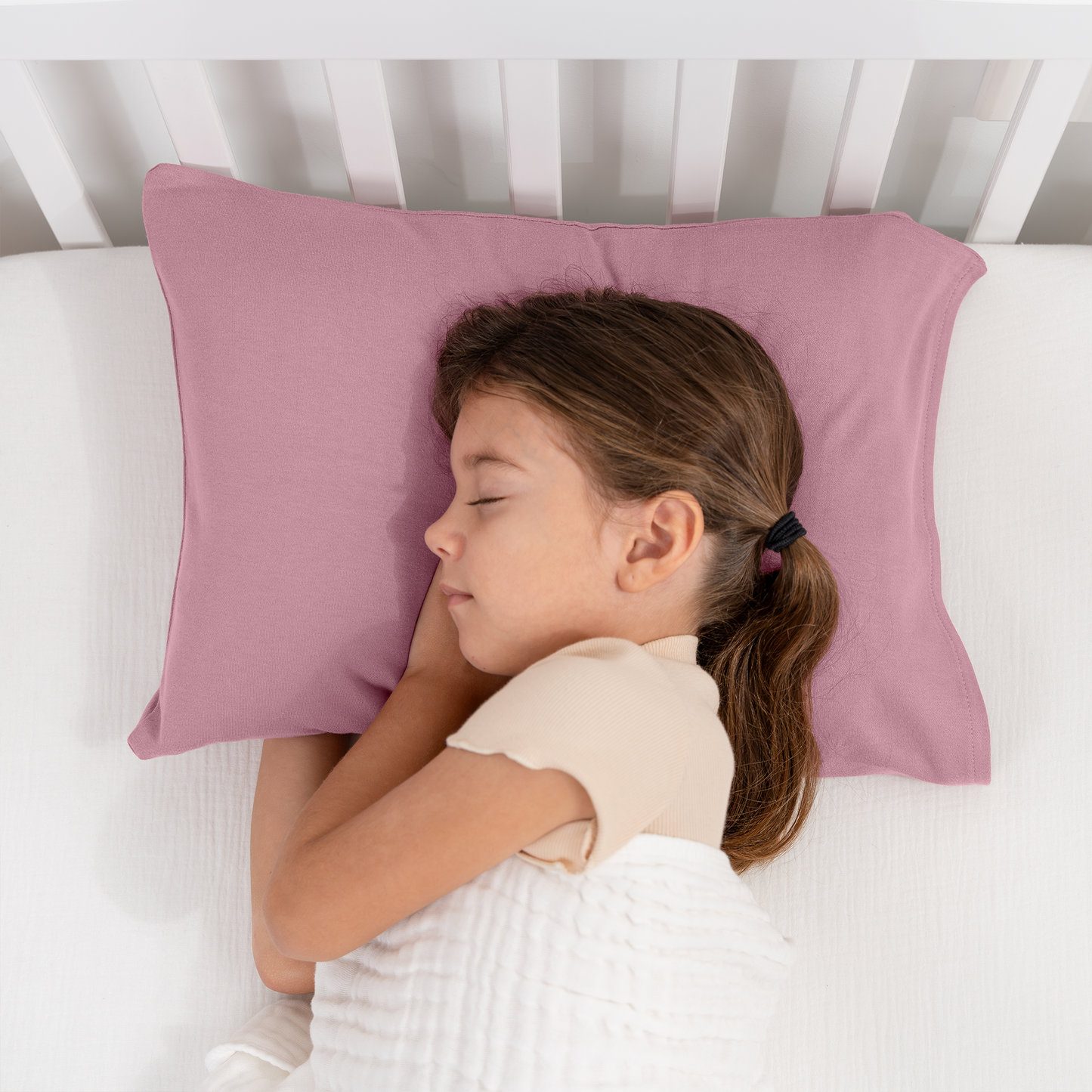Toddler Pillows with Soft Cotton Pillow Case - Mauve
