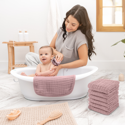 Muslin Washcloths - Mauve