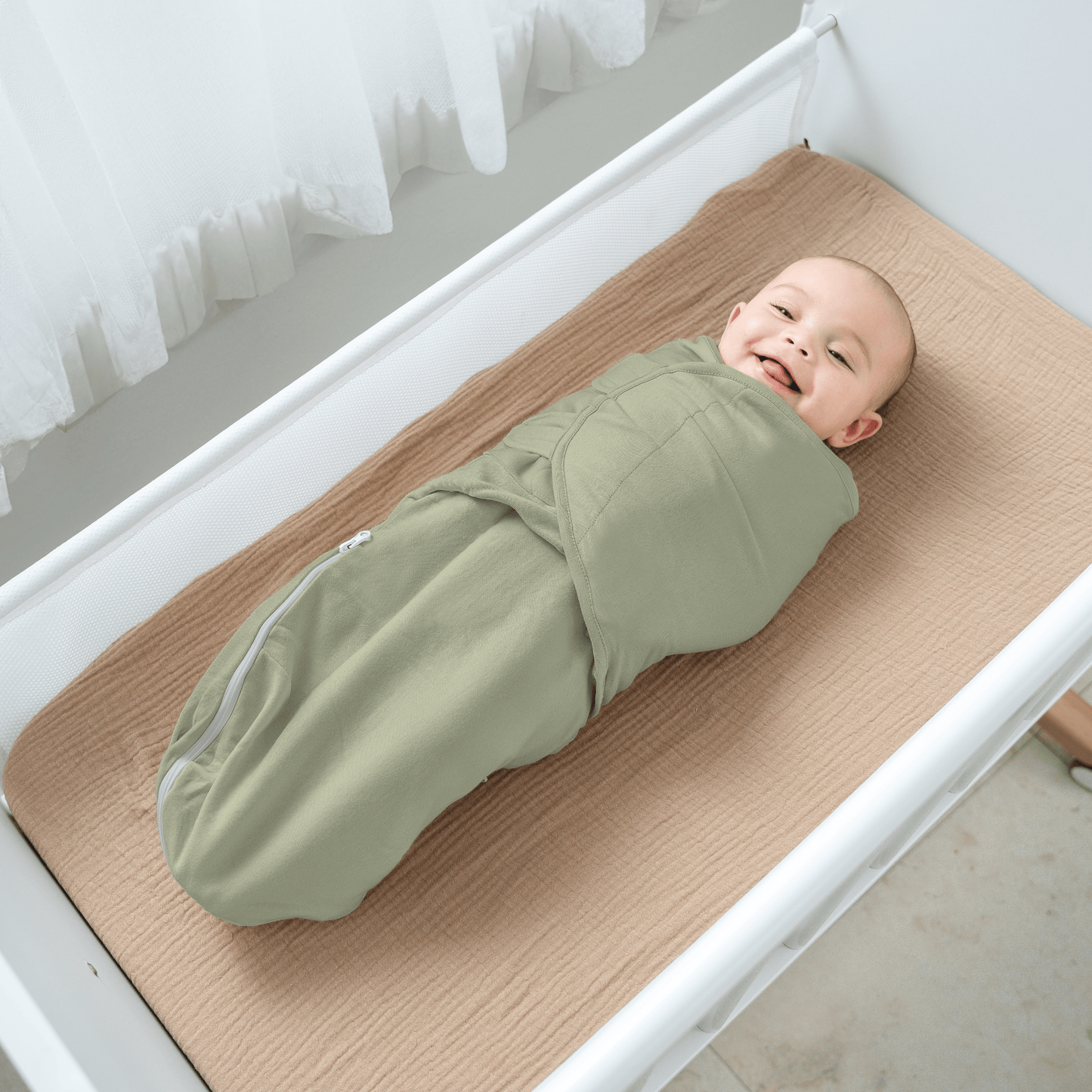Easy Swaddle Blankets with Zipper - Stone, Pacific Blue, Sage