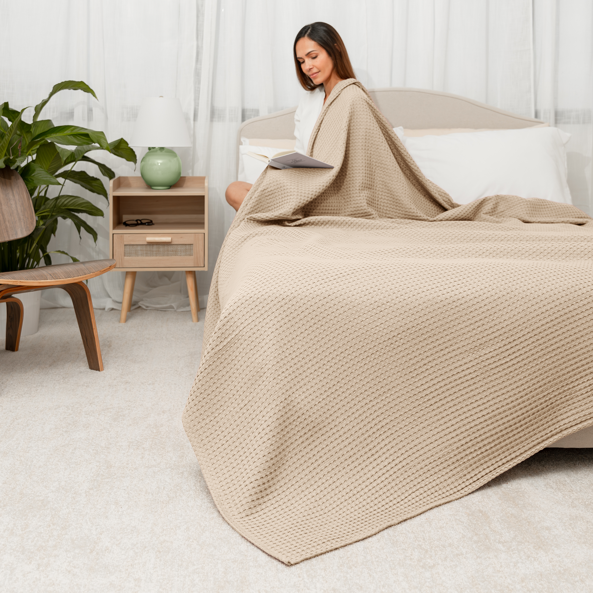 Adult Waffle Blankets in Sand