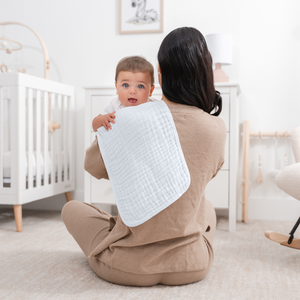 Muslin Burp Cloths in White | Comfy Cubs - additional view