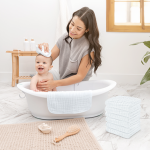 Muslin Washcloths in White | Comfy Cubs - additional view
