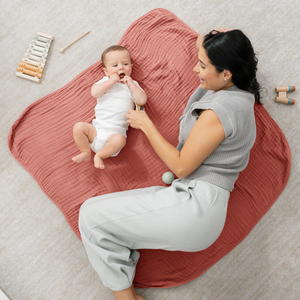 Baby Muslin Blanket in Dusty Rose | Comfy Cubs - additional view