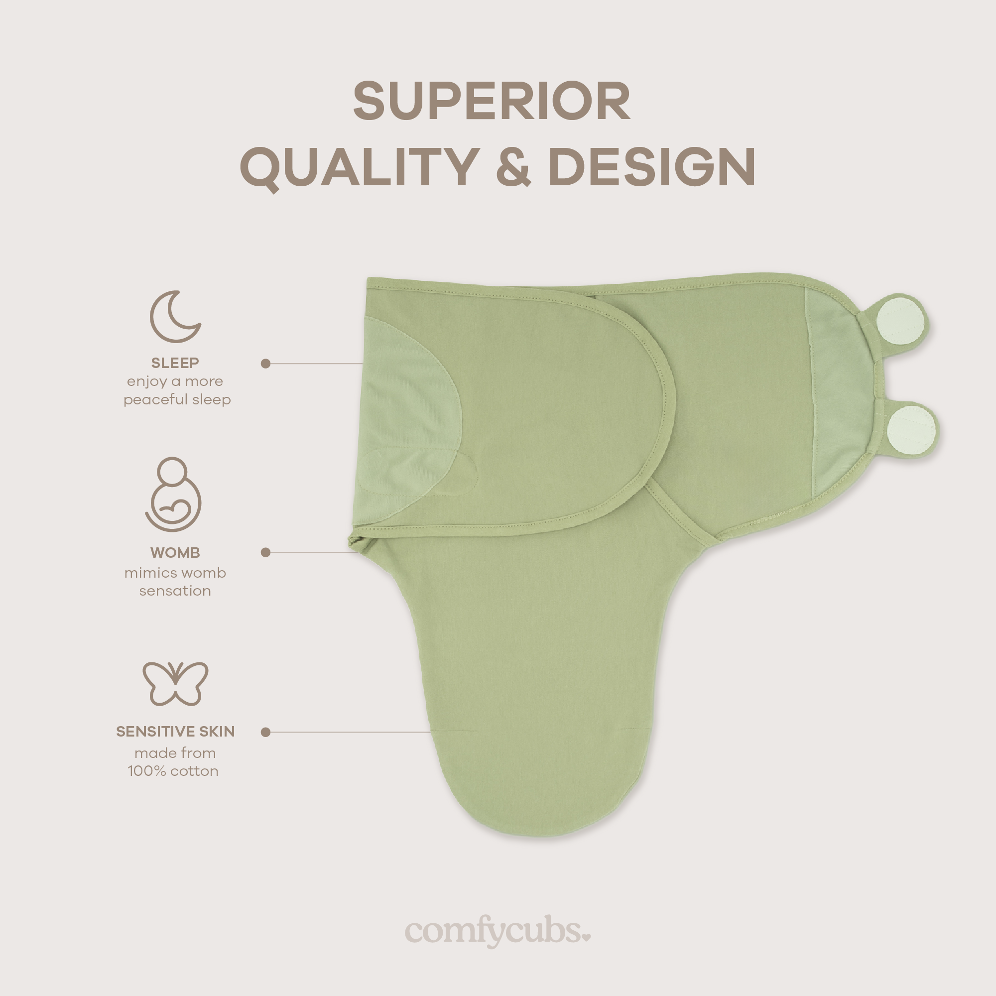 Easy Swaddle Blankets in Stone, Sage, Azul, Pack of 3 | Comfy Cubs - additional view