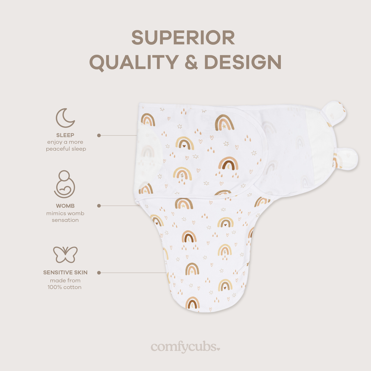 Easy Swaddle Blankets - Rainbow Bohemian, Pack of 3
