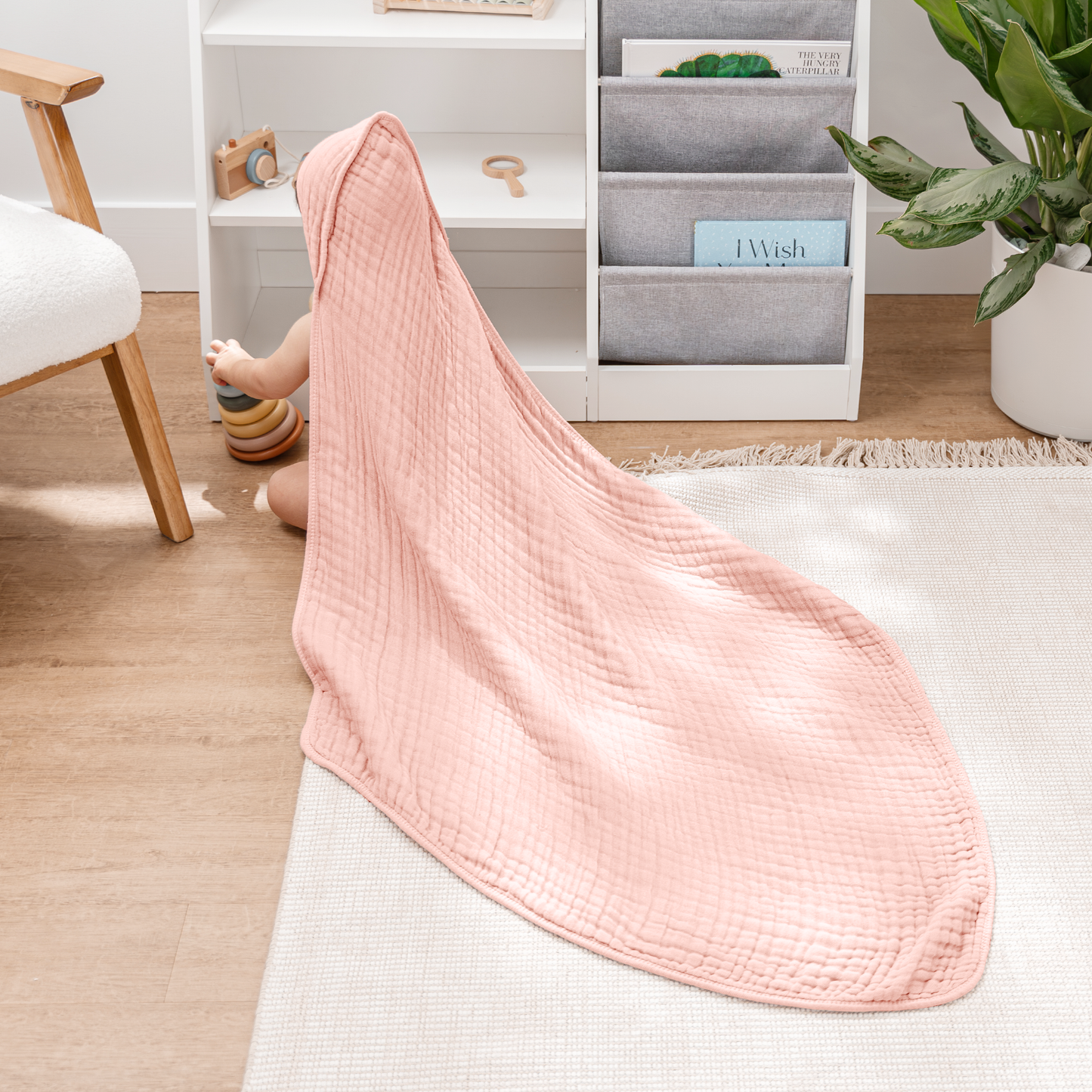 Baby Hooded Towels - Lace Pink