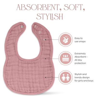 Muslin Bibs - Mauve