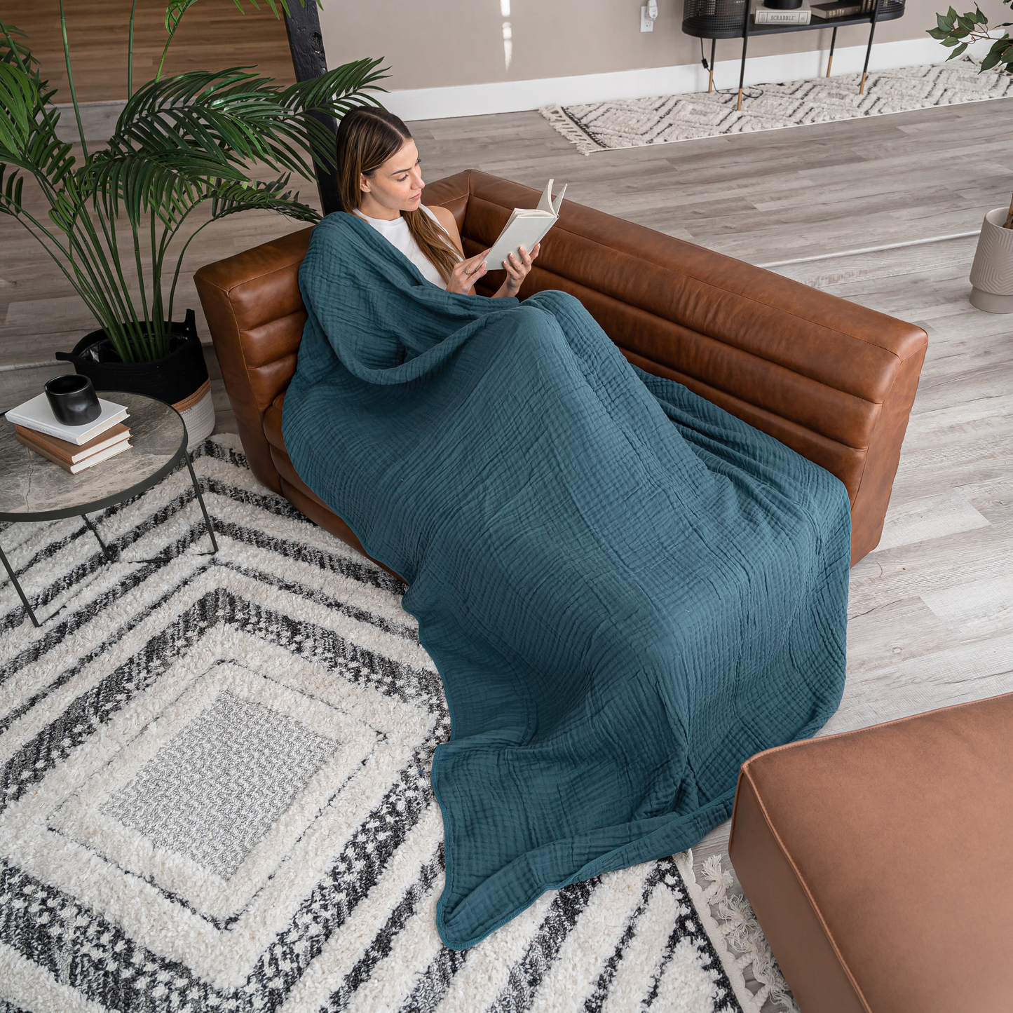 Adult Muslin Blanket in Neptune