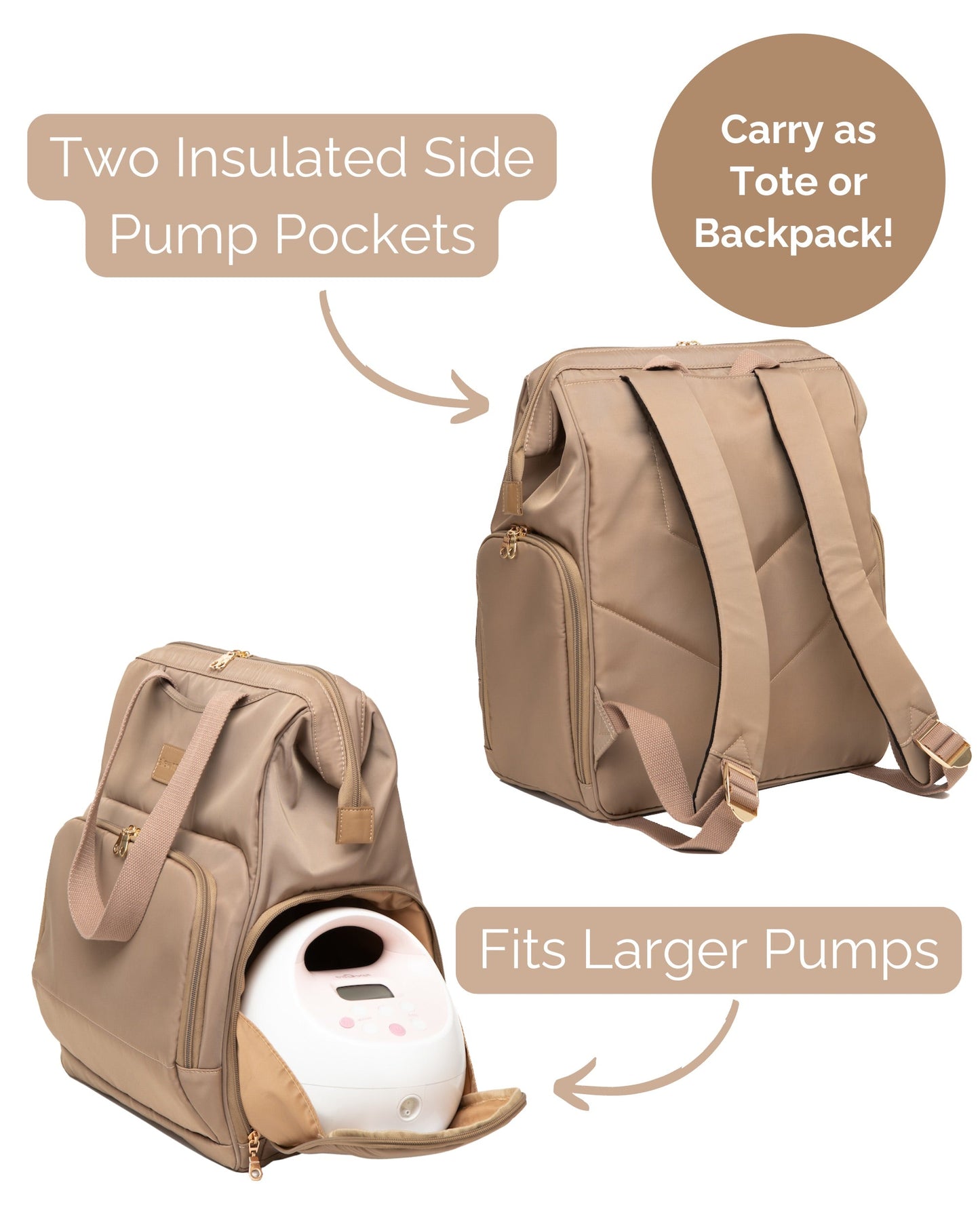 Sarah Wells Norah Breast Pump Backpack – Pumping Bag with Insulated Milk Storage, Laptop Sleeve & Wide-Open Frame