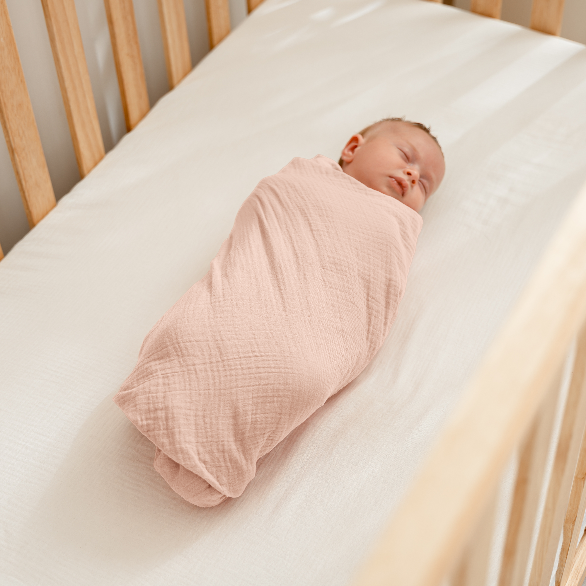 Muslin Swaddle Blankets, 42” x 42” in Cream, Blush, Mauve, Pack of 3 | Comfy Cubs - additional view