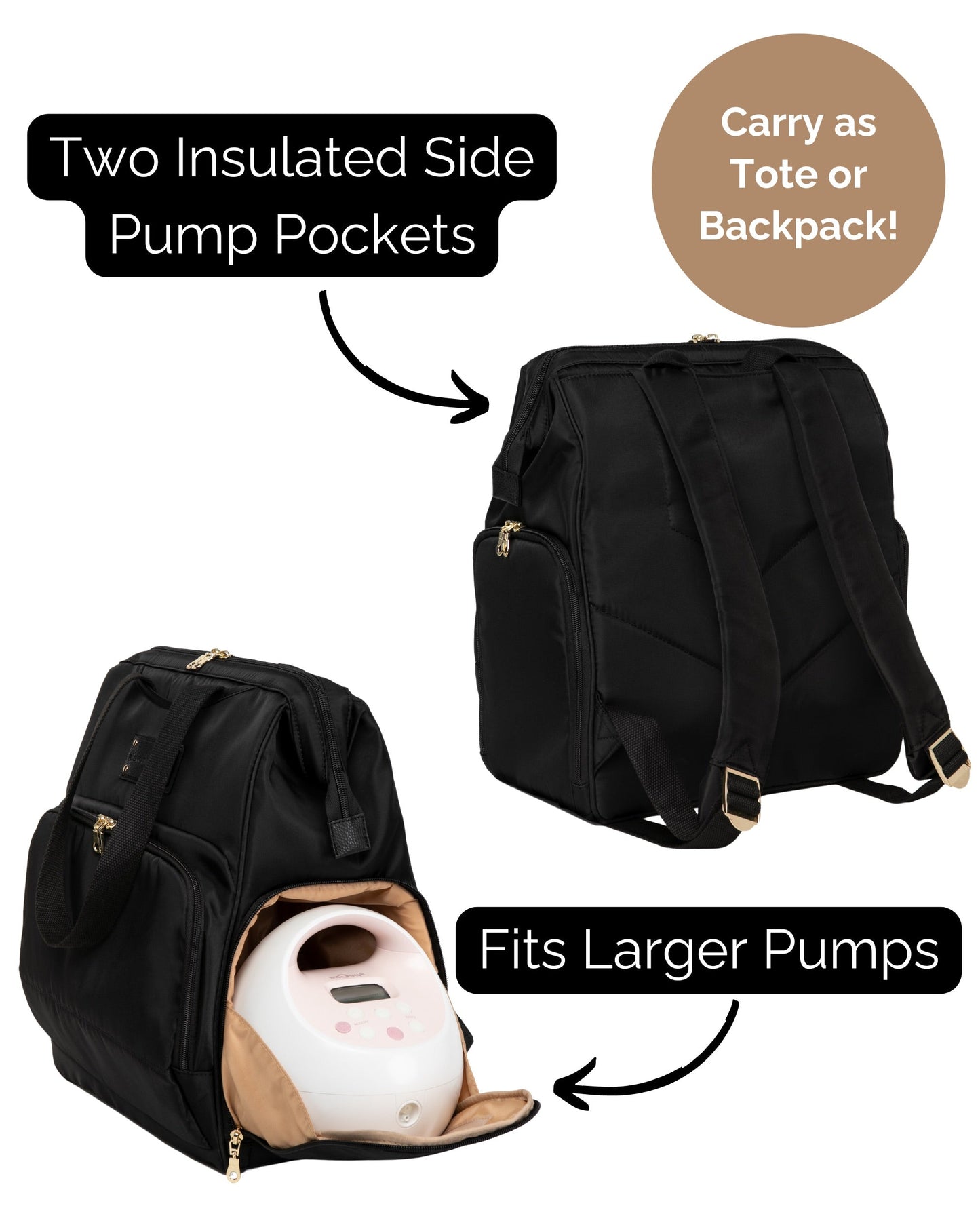 Sarah Wells Norah Breast Pump Backpack – Pumping Bag with Insulated Milk Storage, Laptop Sleeve & Wide-Open Frame
