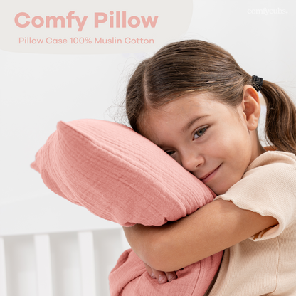 Toddler Pillows with Soft Muslin Pillow Case - Blush