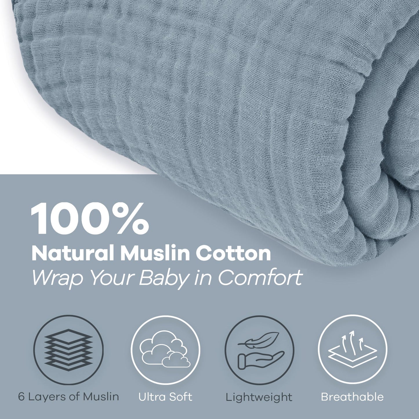 Adult Muslin Blanket in Pacific Blue