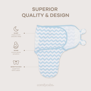 Easy Swaddle Blankets - Blue Chevron, Pack of 1 | Comfy Cubs - additional view