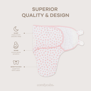 Easy Swaddle Blankets - Pink Heart, Pack of 1 | Comfy Cubs - additional view