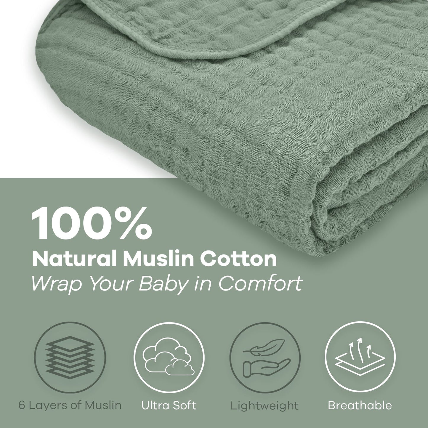 Baby Muslin Blanket in Fern