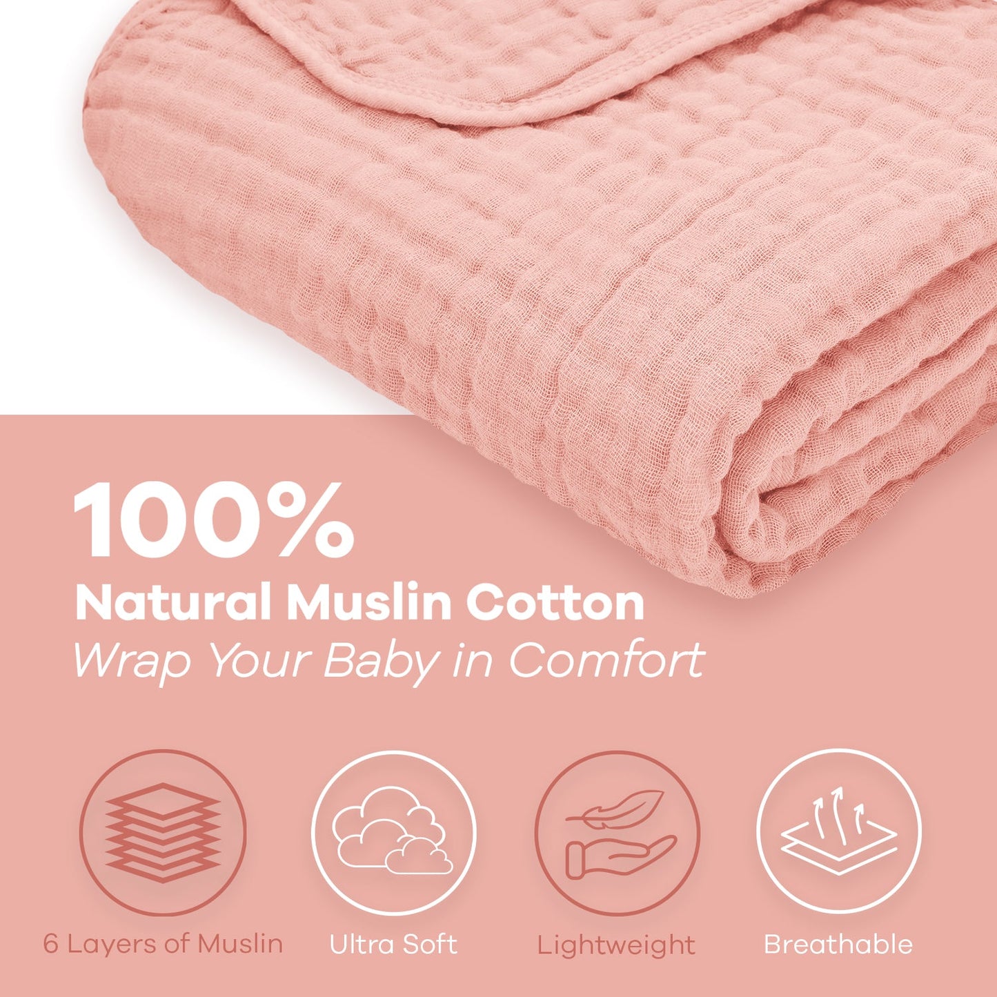 Baby Muslin Blanket in Lace Pink