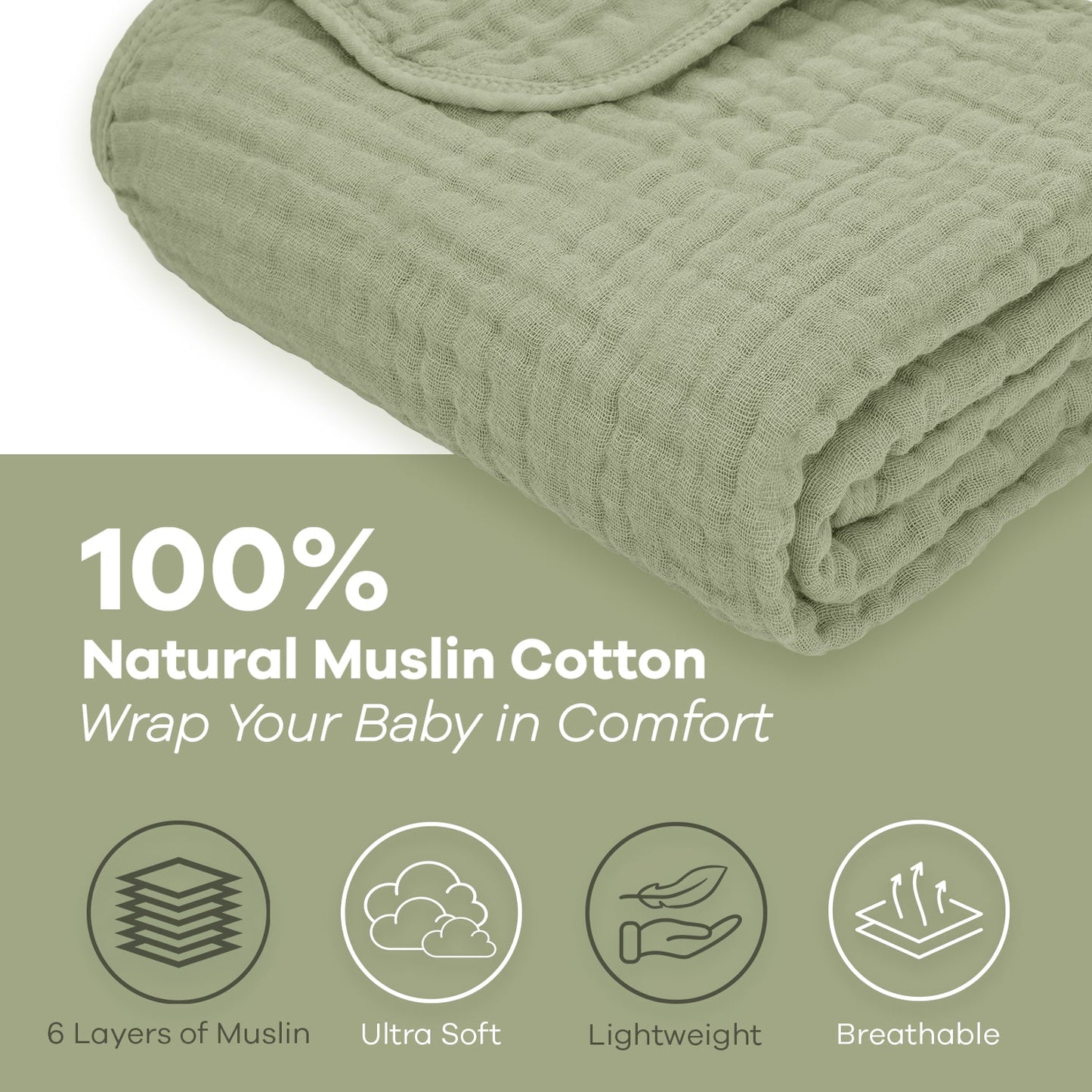 Baby Muslin Blanket in Sage