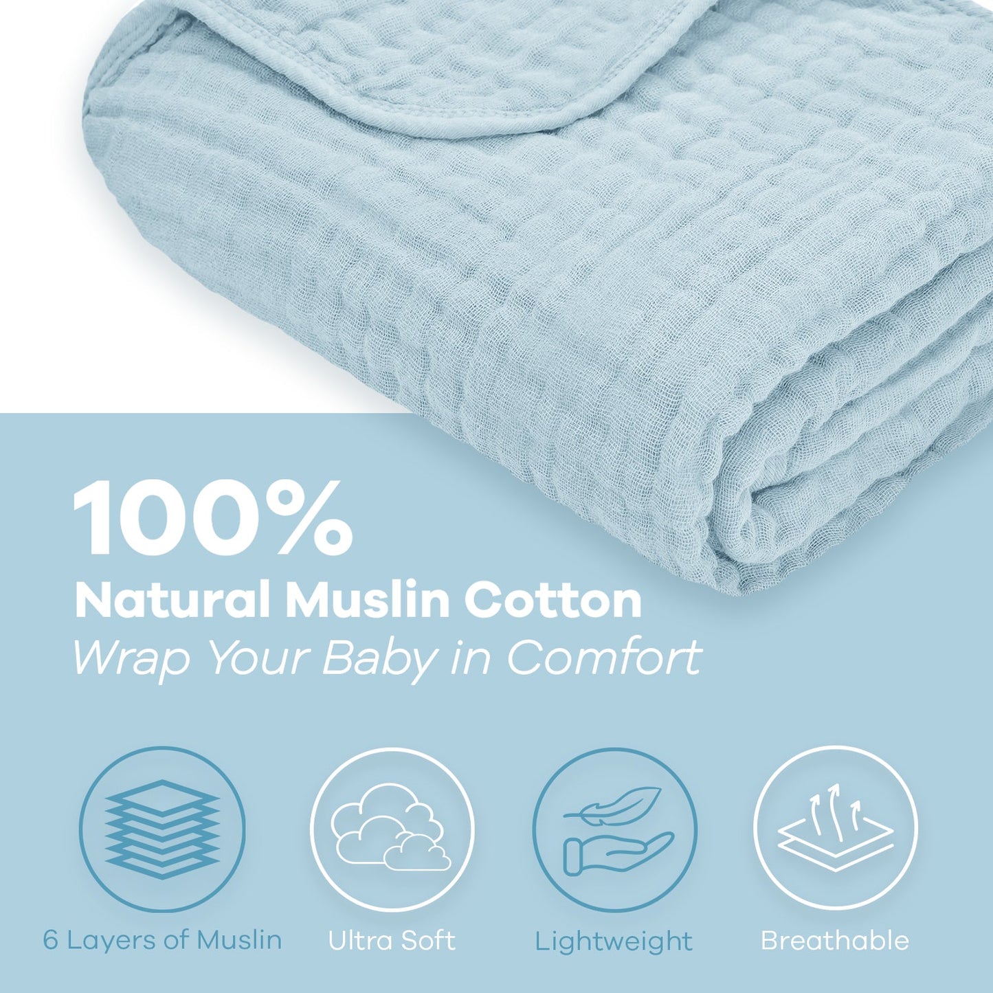 Baby Muslin Blanket in Sky Blue