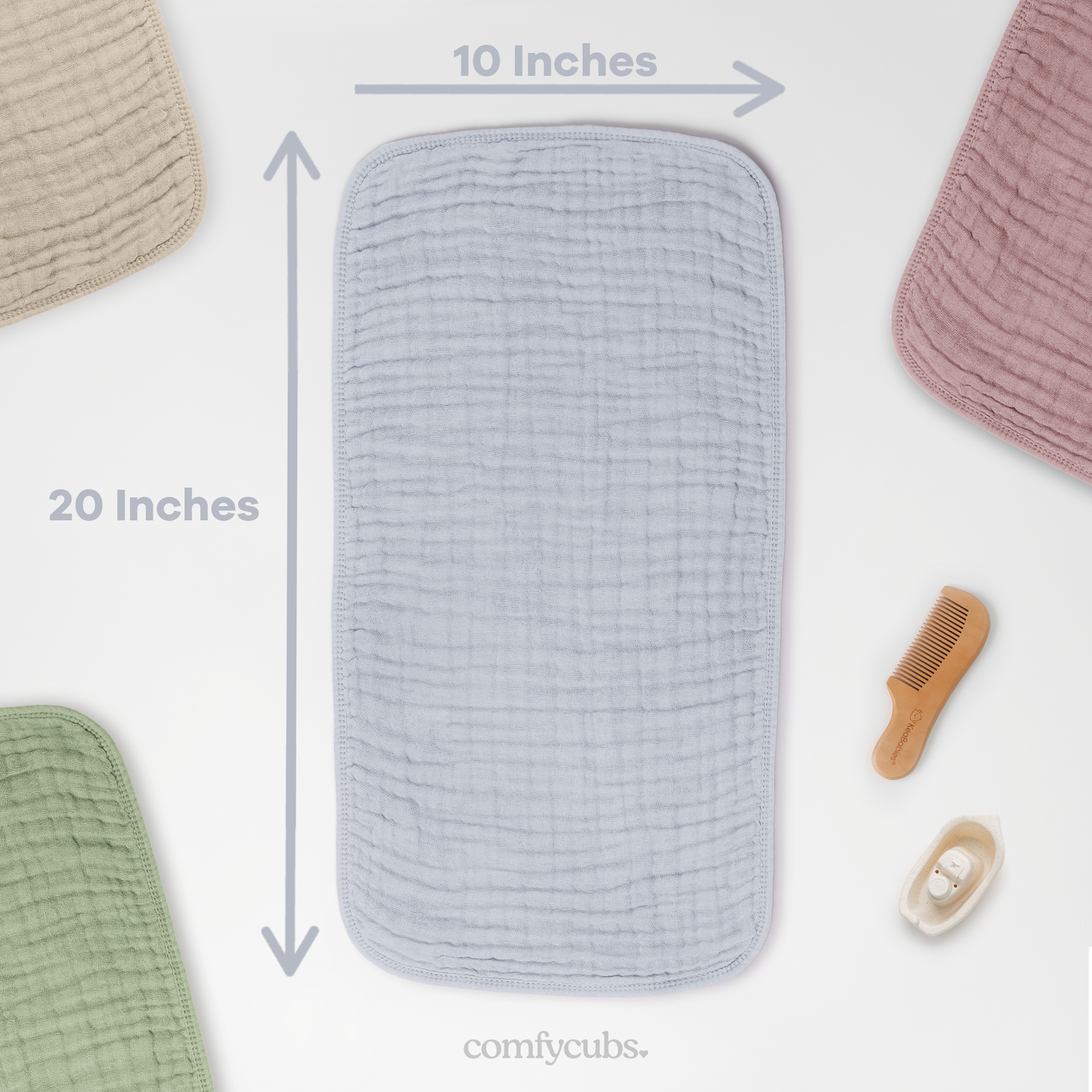Muslin Burp Cloths  - Slate