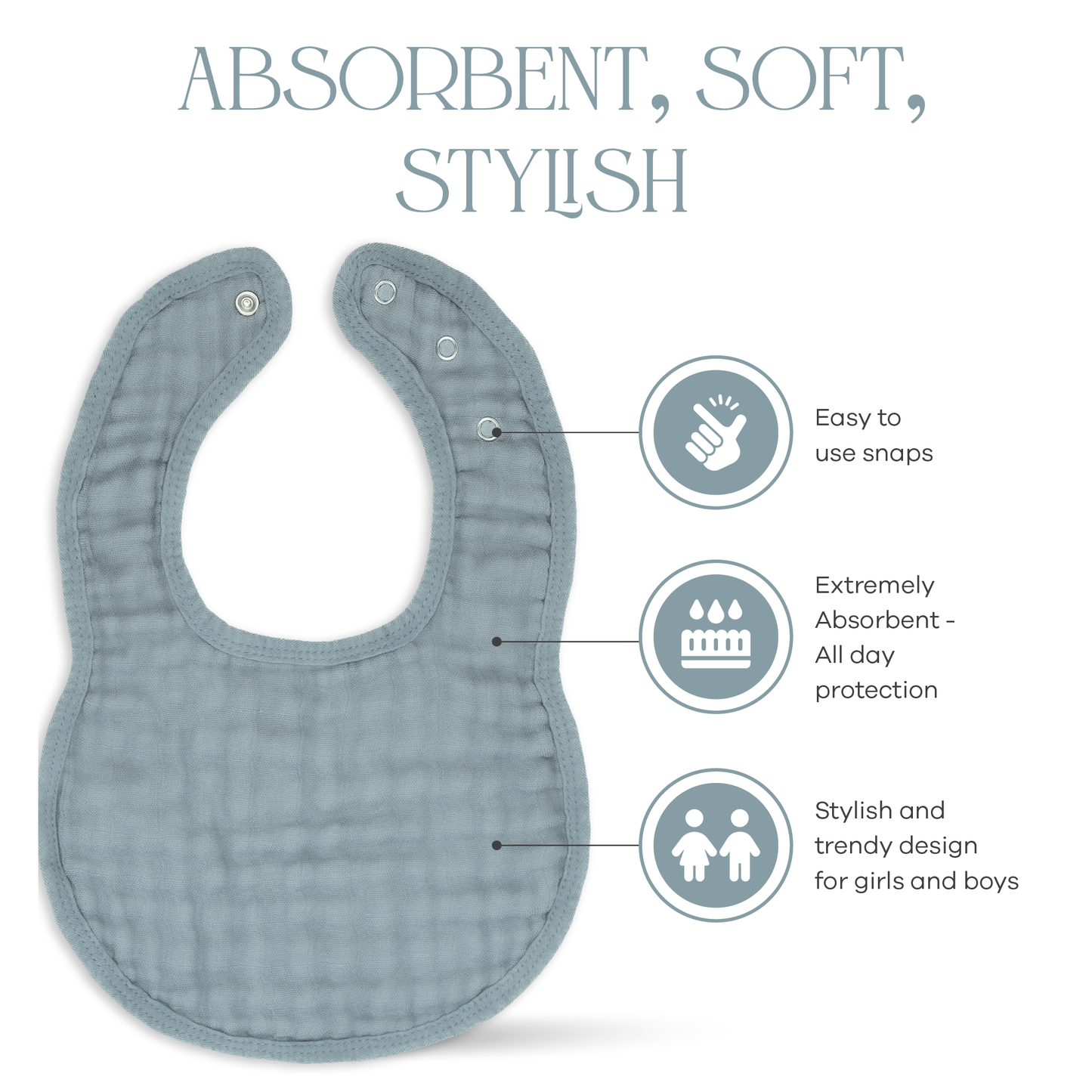 Muslin Bibs - Pacific Blue