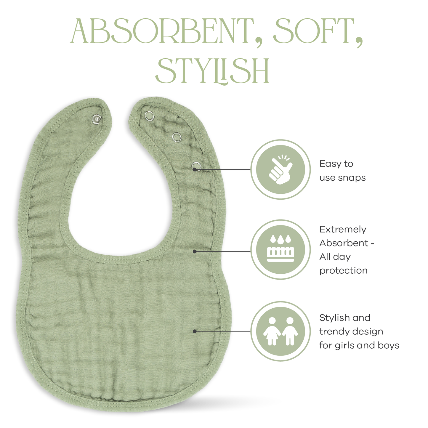 Muslin Bibs - Sage