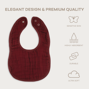 Muslin Bibs in Wine | Comfy Cubs - additional view
