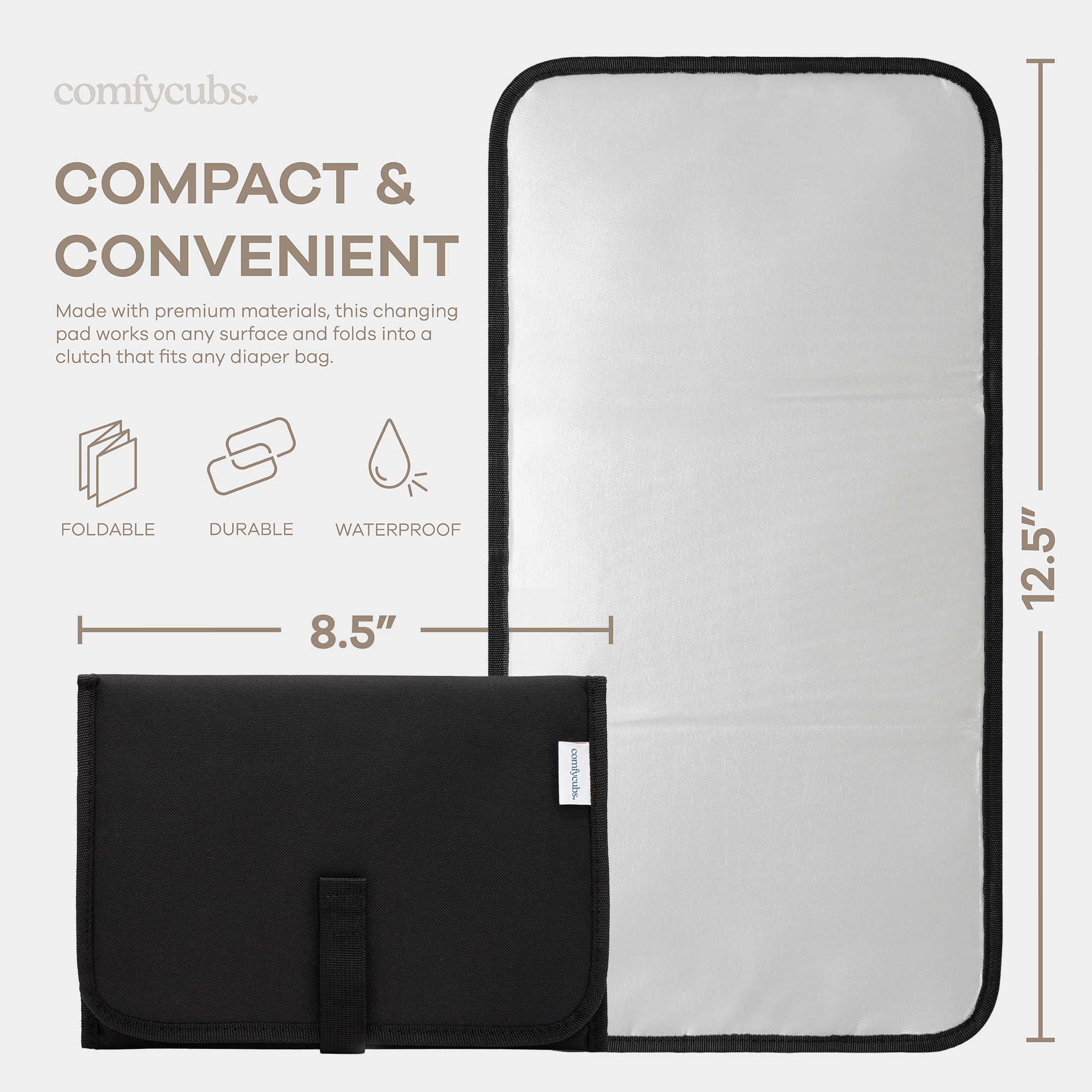 Compact Changing Pad in Solid Black | Comfy Cubs - additional view