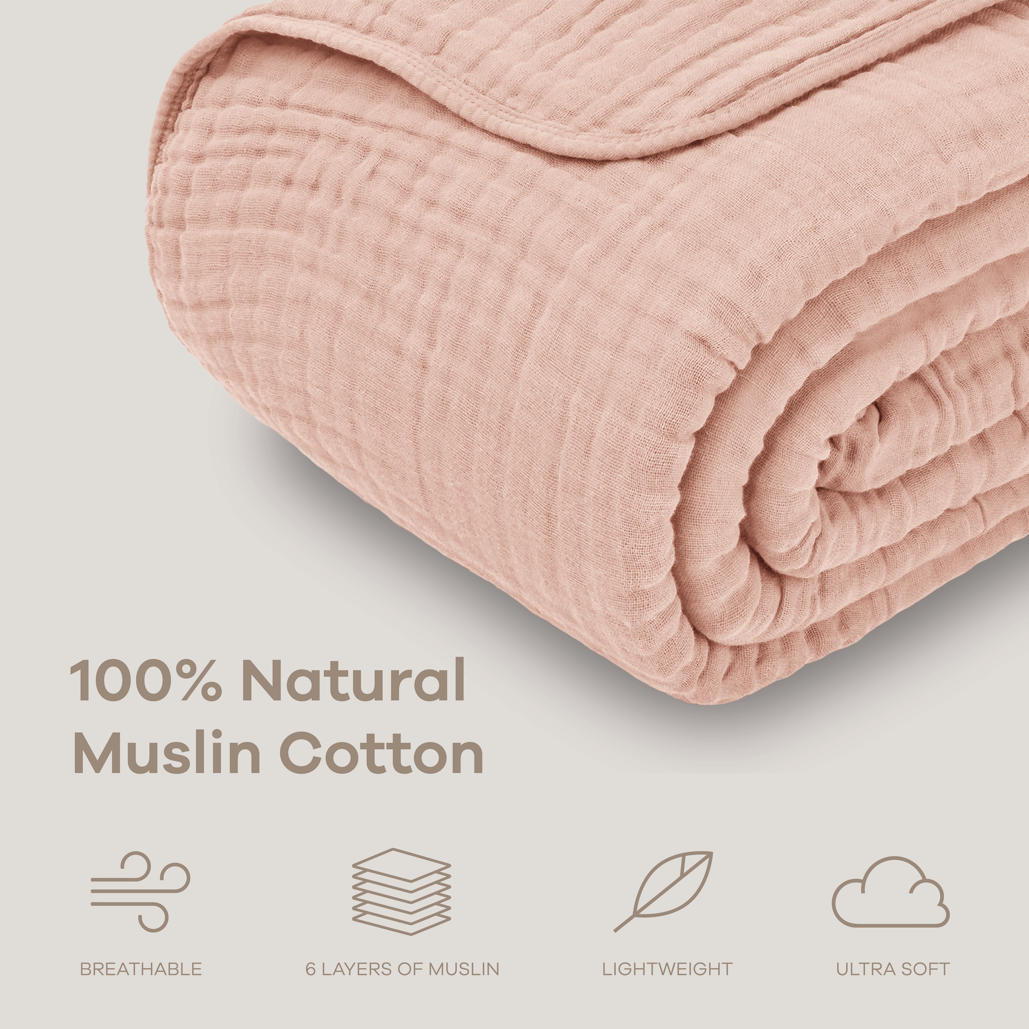 Adult Muslin Blanket in Blush | Comfy Cubs - additional view