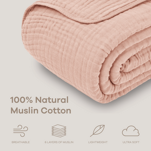 Adult Muslin Blanket in Blush | Comfy Cubs - additional view