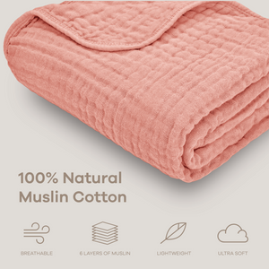 Baby Muslin Blanket in Bold Blush | Comfy Cubs - additional view