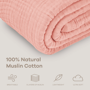 Adult Muslin Blanket in Bold Blush | Comfy Cubs - additional view