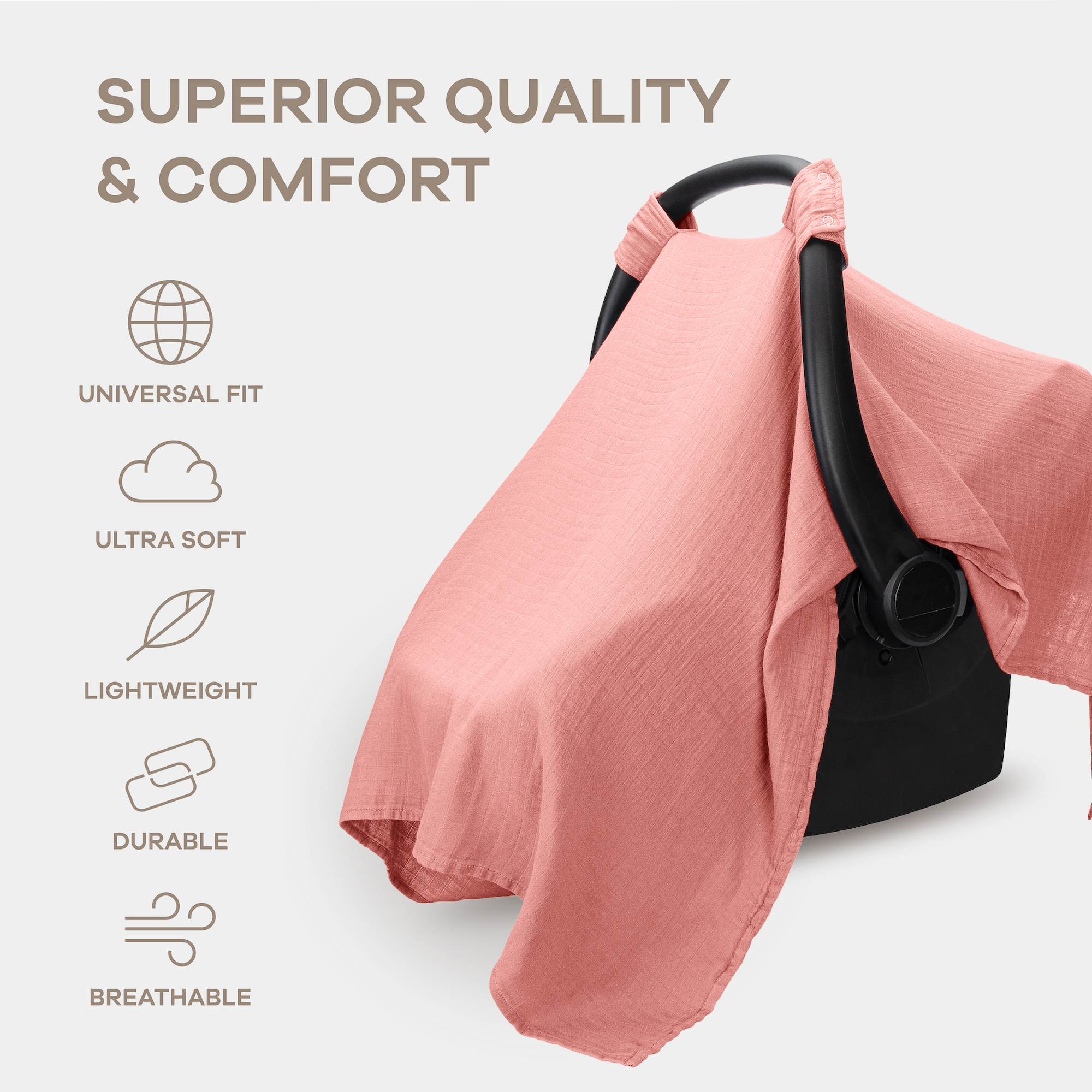 Baby Car Seat Cover in Dusty Rose | Comfy Cubs - additional view