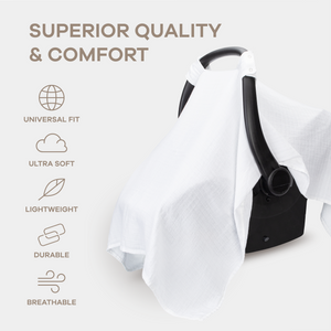 Baby Car Seat Cover in White | Comfy Cubs - additional view