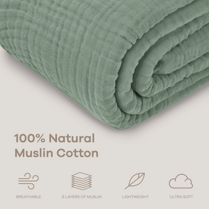 Adult Muslin Blanket in Fern | Comfy Cubs - additional view