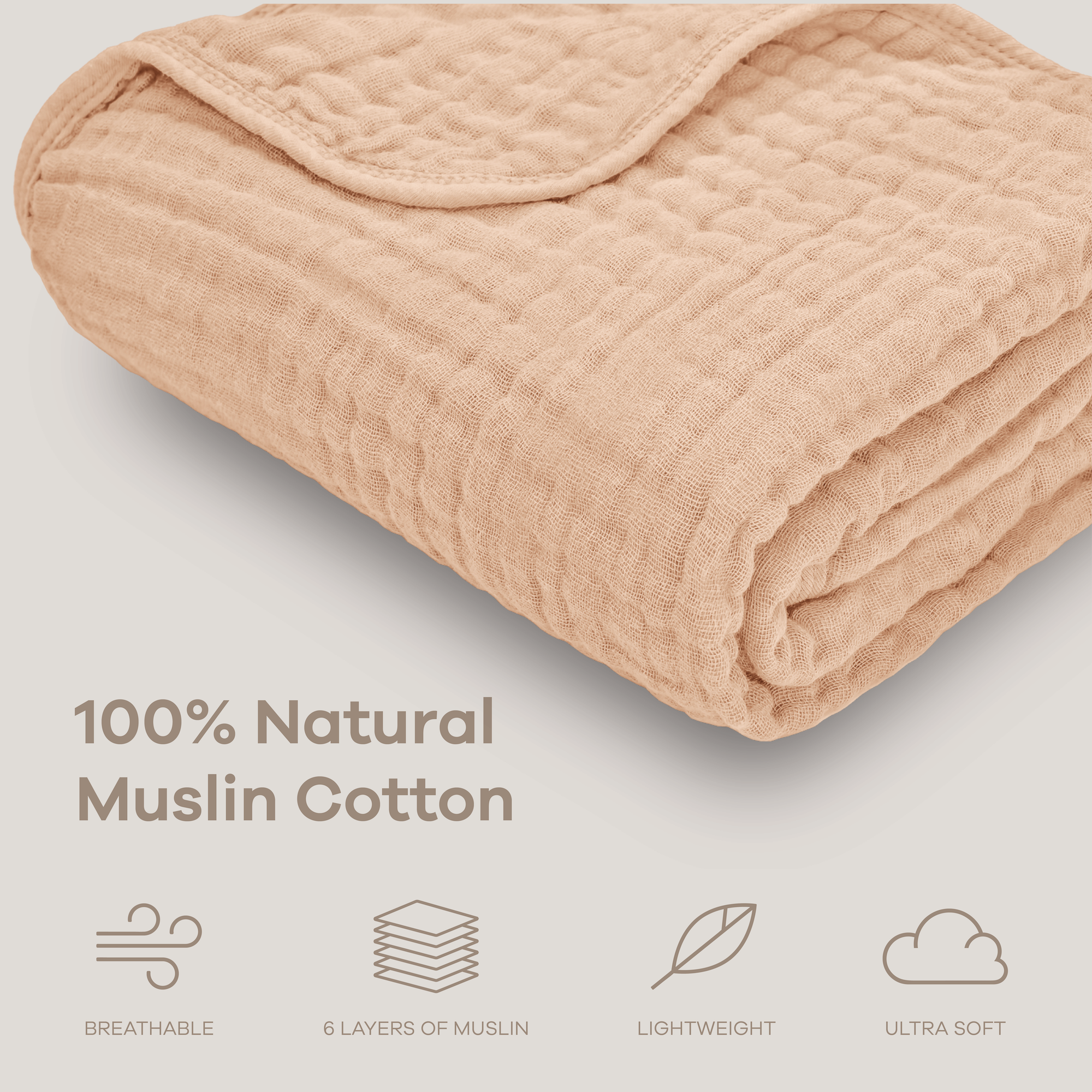 Baby Muslin Blanket in Cream | Comfy Cubs - additional view